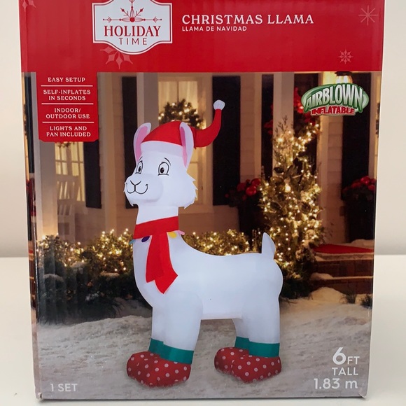 Christmas Holiday Time. Christmas Llama Airblown Inflatable.